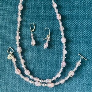 Pink Beaded Rose Quartz Set of 3
